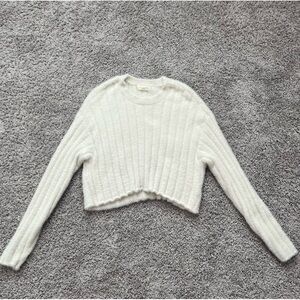 L.A hearts/Pacsun White fuzzy cropped sweater
